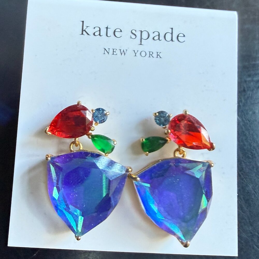 Kate Spade Shine Me Up Double Drop Pierced Earrings Red/Blue/Green